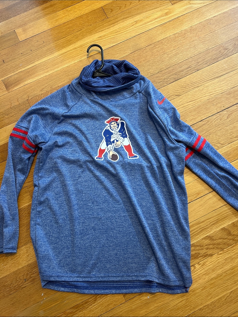 Women's Blue Long-Sleeve 
Patriots Football Tee with Team Logo